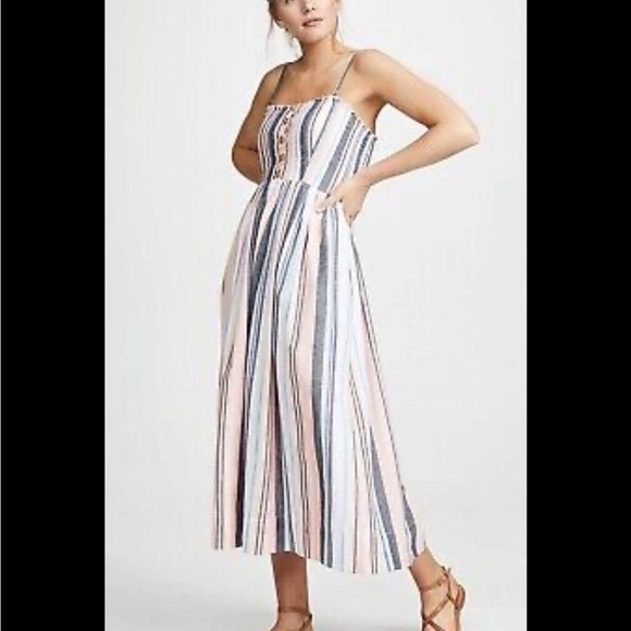 Free People Lilah Pleated Tube Midi Dress cotton summer lightweight adjustable - Picture 1 of 11